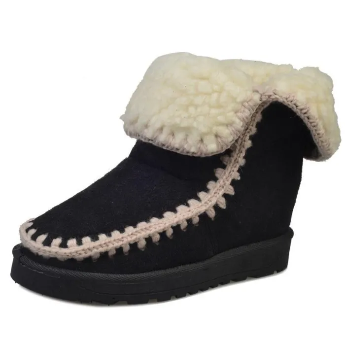 Women Snow Booties Casual Slip On Plus Size Warm Shoes