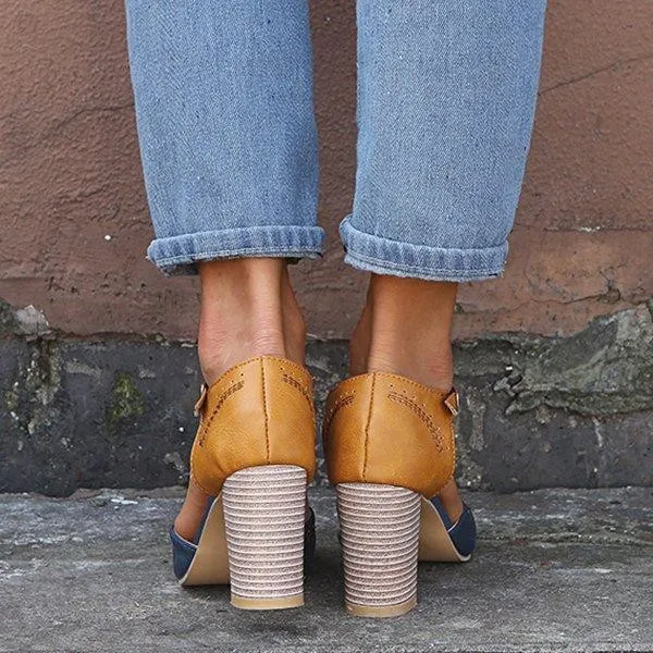 Summer Adjustable Buckle Chunky Heel Shoes