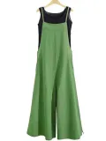 Pockets Linen Casual Loose Solid Plus Size Jumpsuits