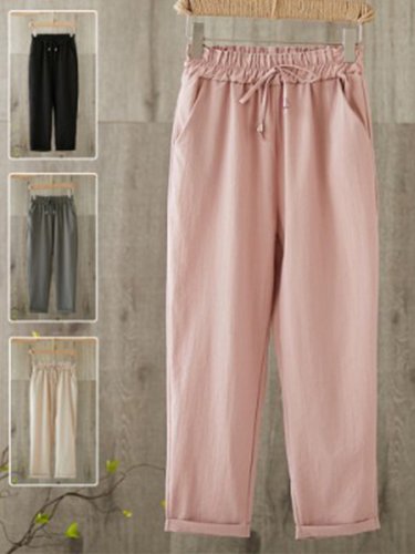 Plus Size Women Solid Loose Casual Pants