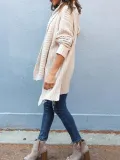 Apricot Casual Pockets Polyester Sweater