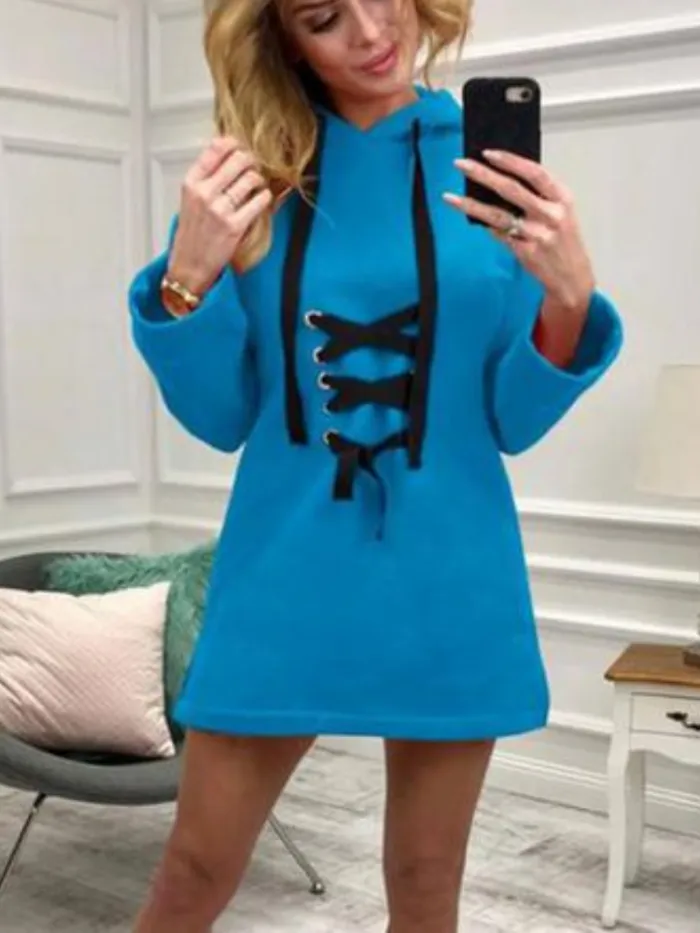 Solid Hoodie Lace Long Sleeve Vintage Hoodies