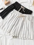Plus Size Women Striped Casual Shorts