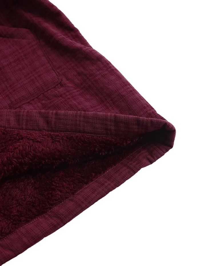 Wine Red Hoodie Zipper Solid Casual Coats