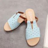 Women Summer Beach Wedge Heel Star Hollow-Out Slippers