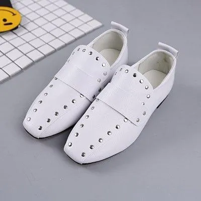 Women Chunky Heel Artificial Leather Rivet Spring/Fall Loafers