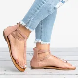 Plus Size Rhinestone PU Zipper Sandals