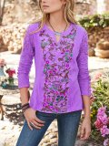 Cotton Guipure Casual Long Sleeve Shirts & Tops