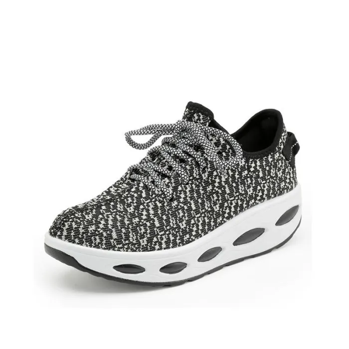 Breathable Mesh Lace Up Height Increasing Sport Platform Casual Shoes