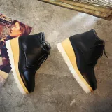 Women Wedge Heel Booties Casual Lace Up Plus Size Shoes