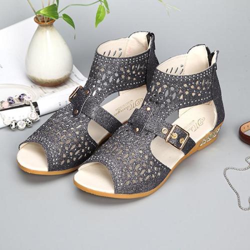 Rhinestone Zipper Women's Sandals