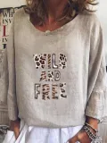 Gray Casual Round Neck Cotton-Blend Printed Shirts & Tops