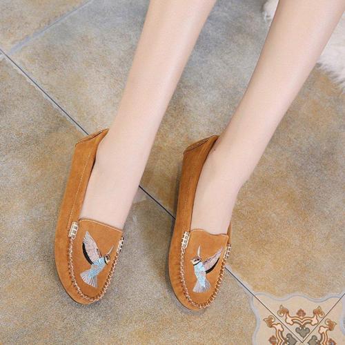 Women Artificial Suede Flats Casual Comfort Slip On Shoes
