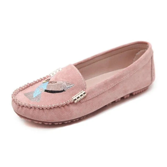 Women Artificial Suede Flats Casual Comfort Slip On Shoes