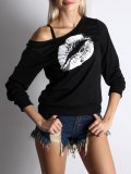 Red Printed Polyester Long Sleeve T-Shirt