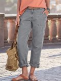 Casual Pockets Solid Lace Pants