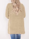 Yellow Casual Solid Knitted Quilted Coat