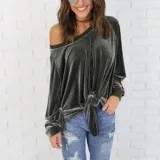 Plain Long Sleeve Blouse & Shirts