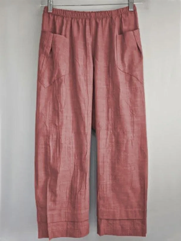 Casual Plus Size Solid Pants With Pockets