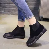 Women Artificial Leather Elastic Band Boots Vintage Suede Booties