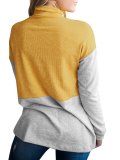 Stand-Up Neck Long Sleeve Solid Color-Block Sweatshirts