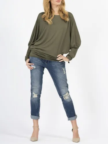 Casual Crew Neck Solid Blouses & Shirt