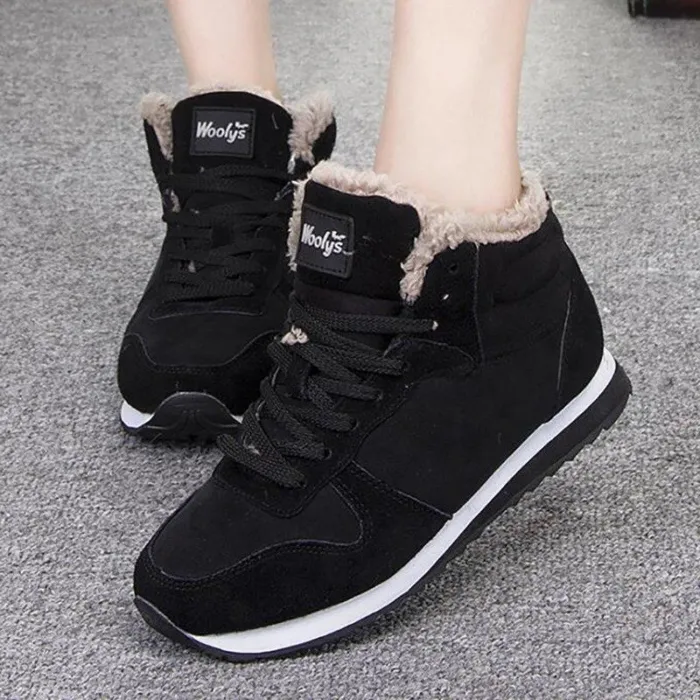 Women Keep Warm Plush Ankle Snow Work Boots Artificial Suede Booties