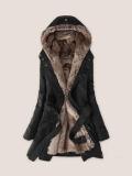 Hooded Rivet Detachable Lining Women's Overcoat