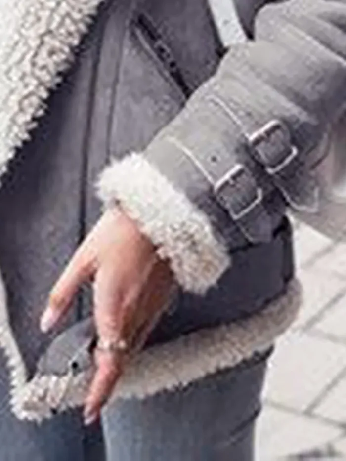 Long Sleeve Lapel Casual Solid Faux Fur Jackets for Women