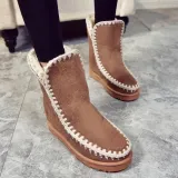 Women Snow Booties Casual Slip On Plus Size Warm Shoes