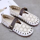 Women Hollow Out Loafers Flower Flat Adjustable Buckle Shoes