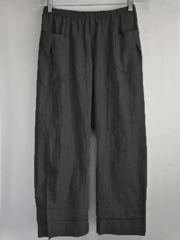 Casual Plus Size Solid Pants With Pockets