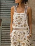 Casual Sleeveless Floral Pants