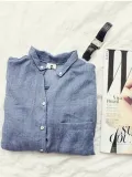 Casual Long Sleeve Loose Linen Blouse