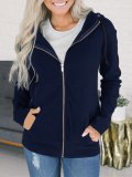 Solid Paneled Casual Polyester Hoody