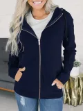Solid Paneled Casual Polyester Hoody