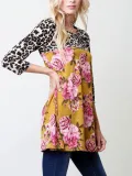 Leopard-Print Cotton-Blend Floral Long Sleeve T-Shirts