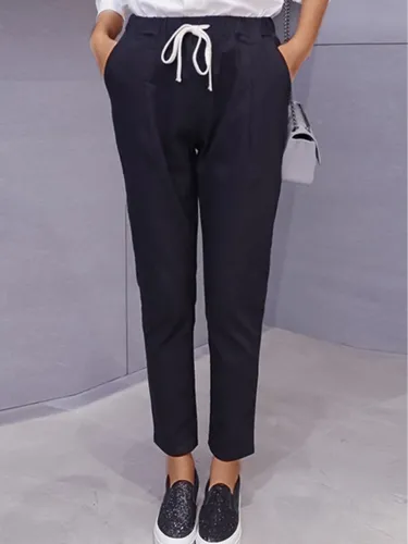 Plus Size Women Plain Casual Pants