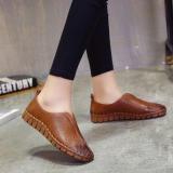 Red Spring/Fall Handmade Sewing Wedge Heel Loafers