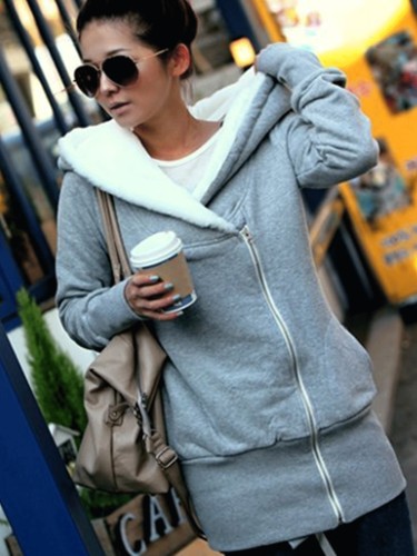 Winter Casual Holiday Zipper Cotton Hoodie Outerwear
