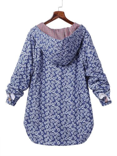 Daisy Printed Hoodie Coat