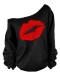Red Printed Polyester Long Sleeve T-Shirt
