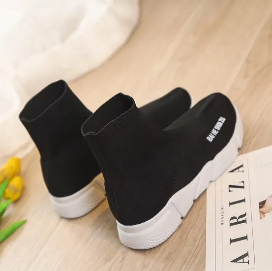 Black Socks Shoes Spring/Fall Athletic Flat Heel Elastic Cloth Shoes