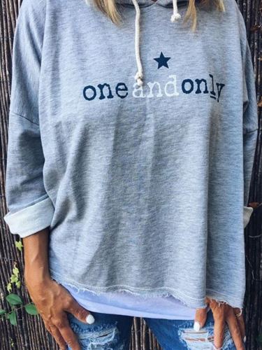 Plus Size Casual Long Sleeve Printed Hoodie Tops