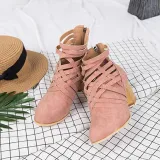 Weave Zipper Casual Chunky Heel Suede Boots