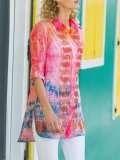 Pink Holiday Shirt Collar Patchwork Shirts & Tops