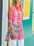Pink Holiday Shirt Collar Patchwork Shirts & Tops