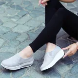 Breathable Mesh Pure Color Rocker Sole Shake Casual Shoes
