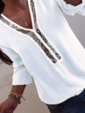 White Casual Cotton-blend Blouses & Shirt