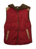 Coral Velvet Sleeveless Solid Cotton Hoodie Appliqued Vest